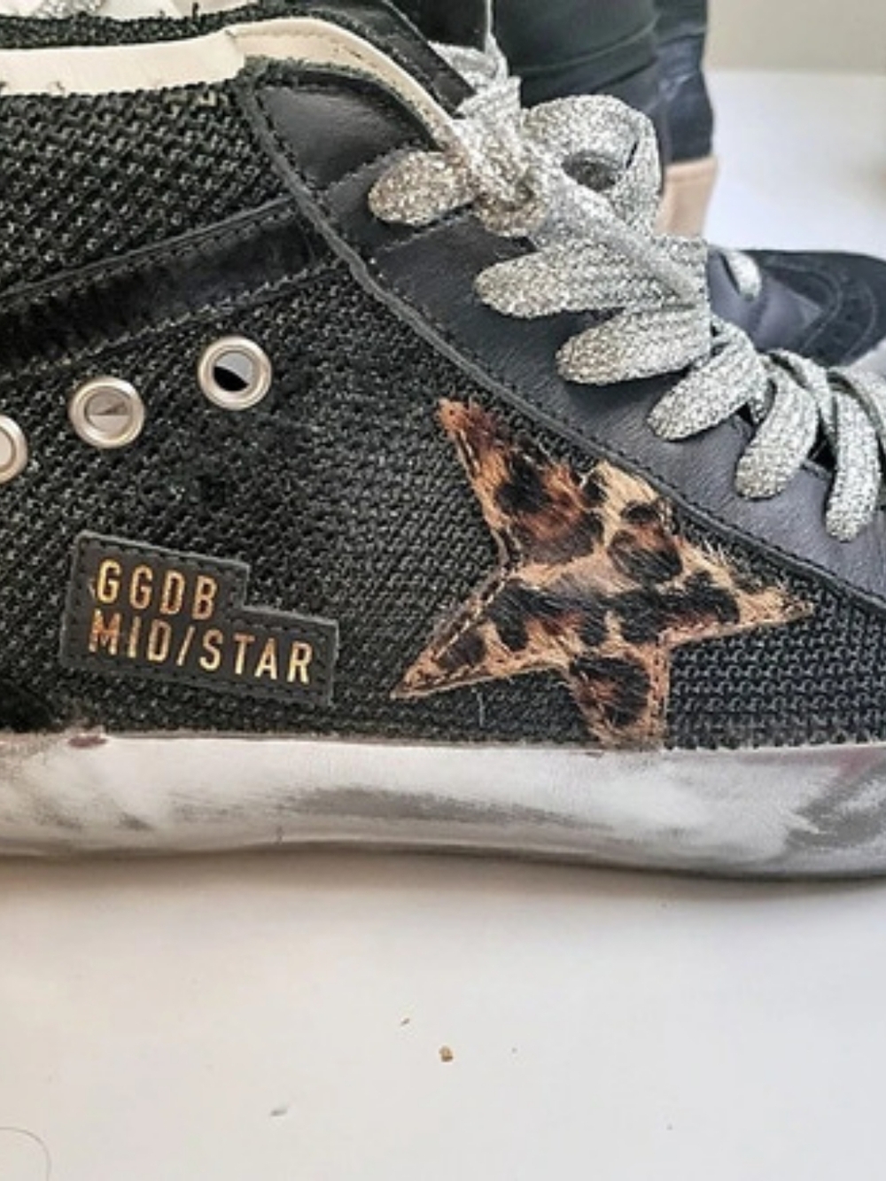 Golden Goose Mid-Star Black & Silver Star Sneakers